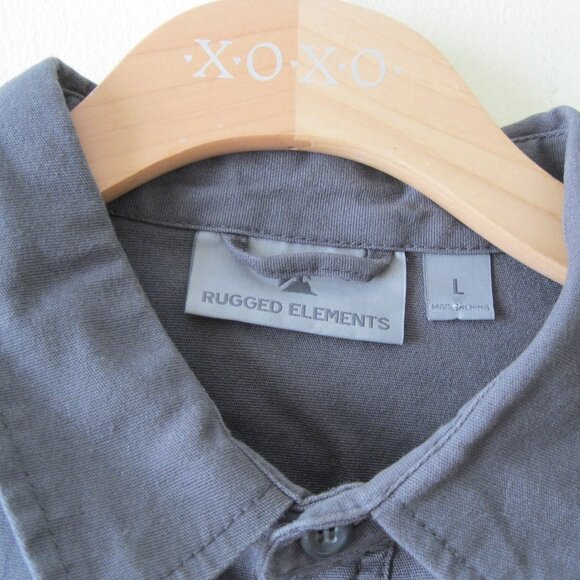 Rugged Elements men’s outdoor button down work Canvas shirt long sleeves gray, L - Picture 3 of 10